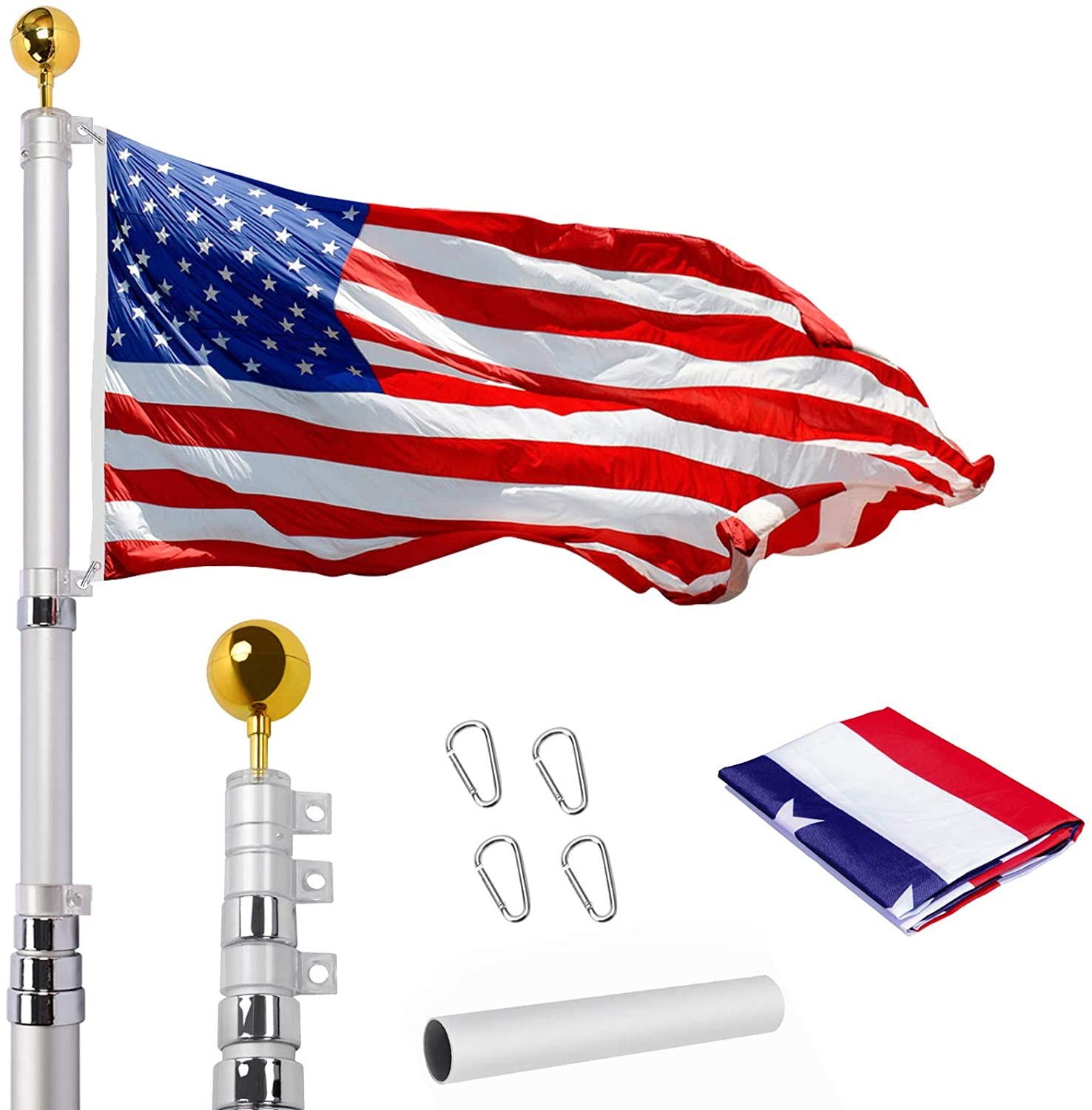 WeValor 20-Foot Telescoping Flagpole Kit